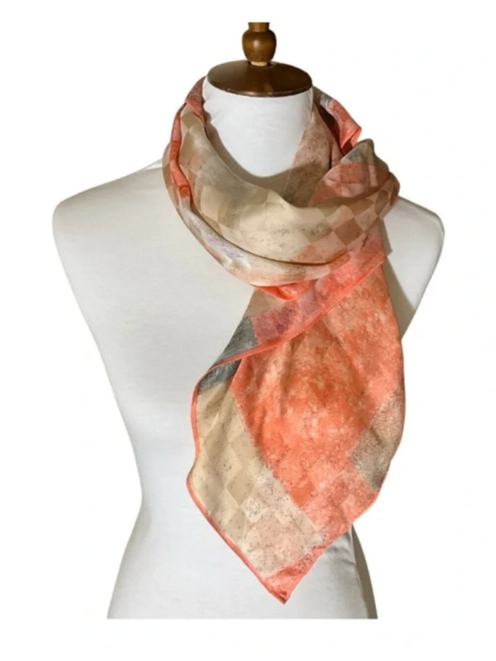 Luxury Designer Silk Scaf Vintage  Elaine Gold Abstract Modernist